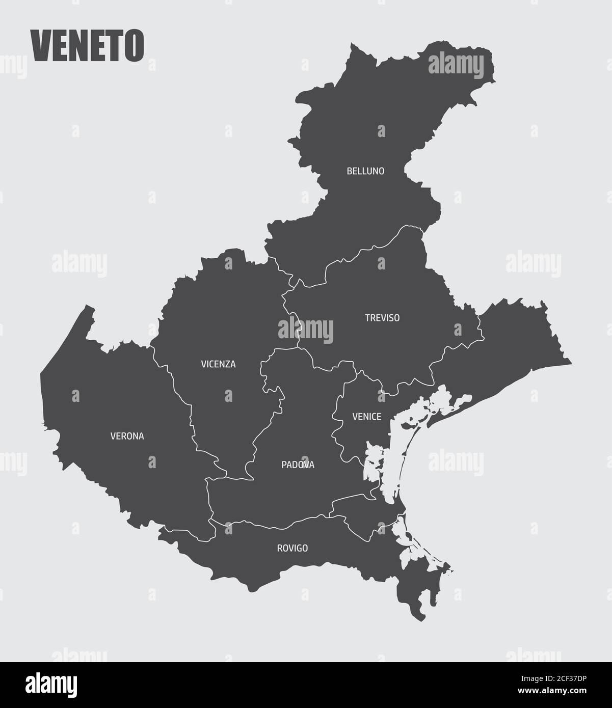 Mappa della regione Veneto Illustrazione Vettoriale