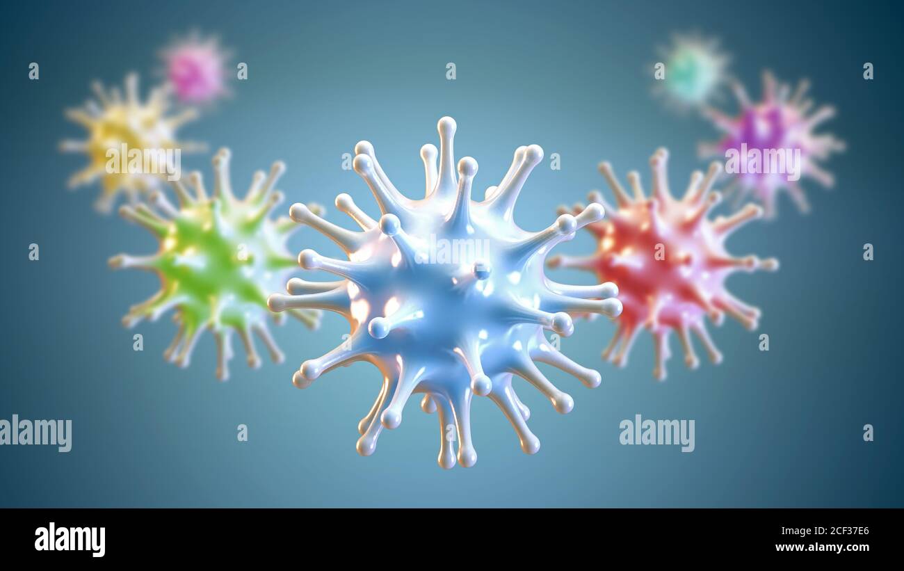 Cambiare e mutare il patogeno del virus - illustrazione 3d Foto Stock