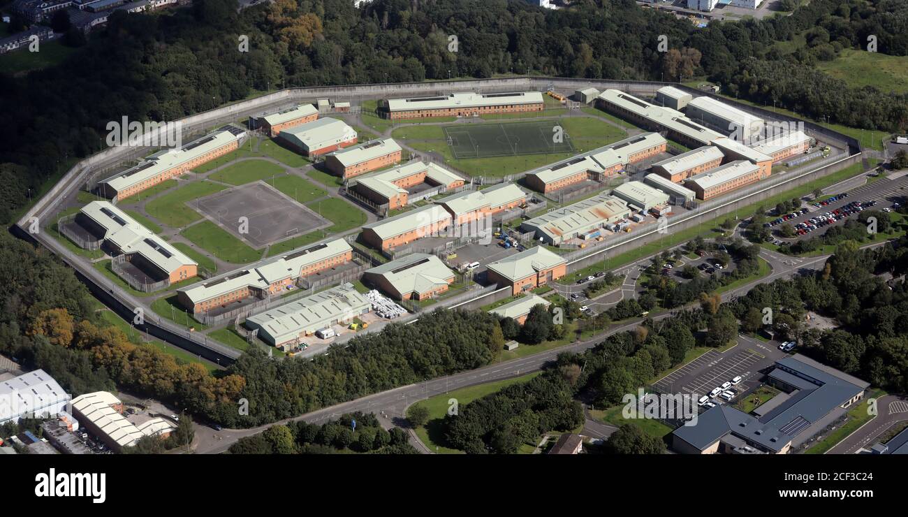 Veduta aerea della prigione di HMP Altcourse, gestita dalla G4S, a Liverpool Foto Stock