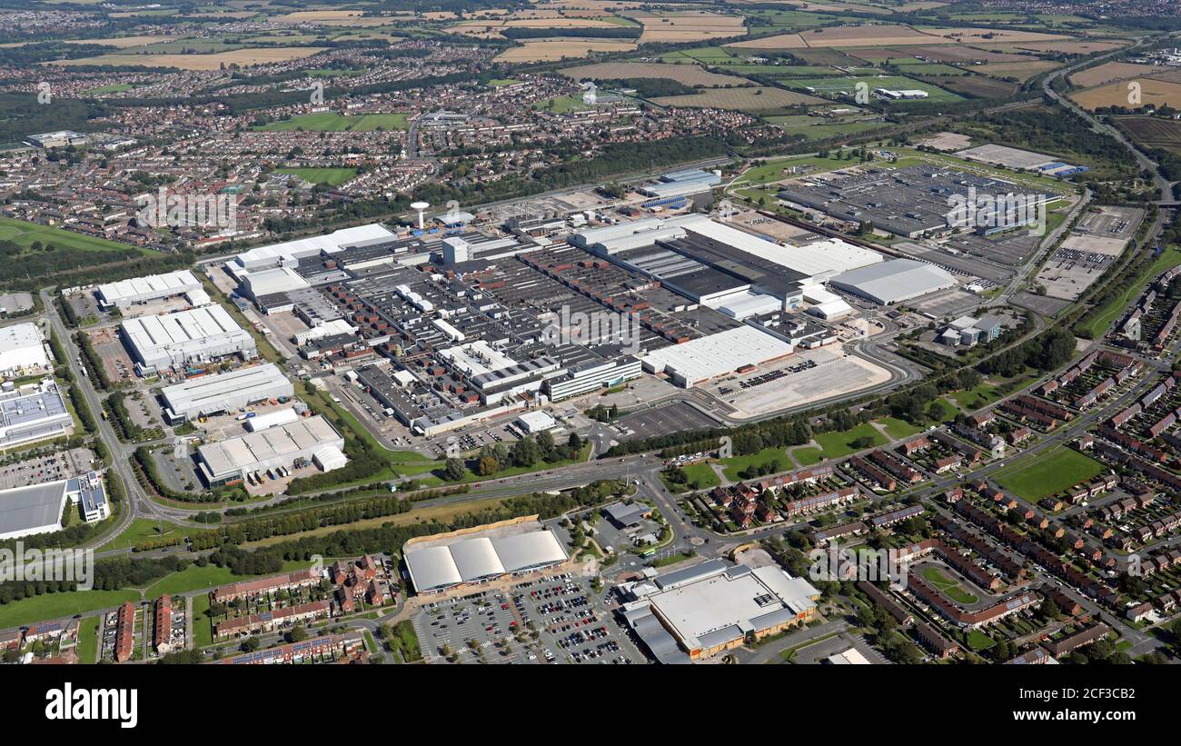 Vista aerea dello stabilimento Jaguar Land Rover di Halewood, Liverpool Foto Stock