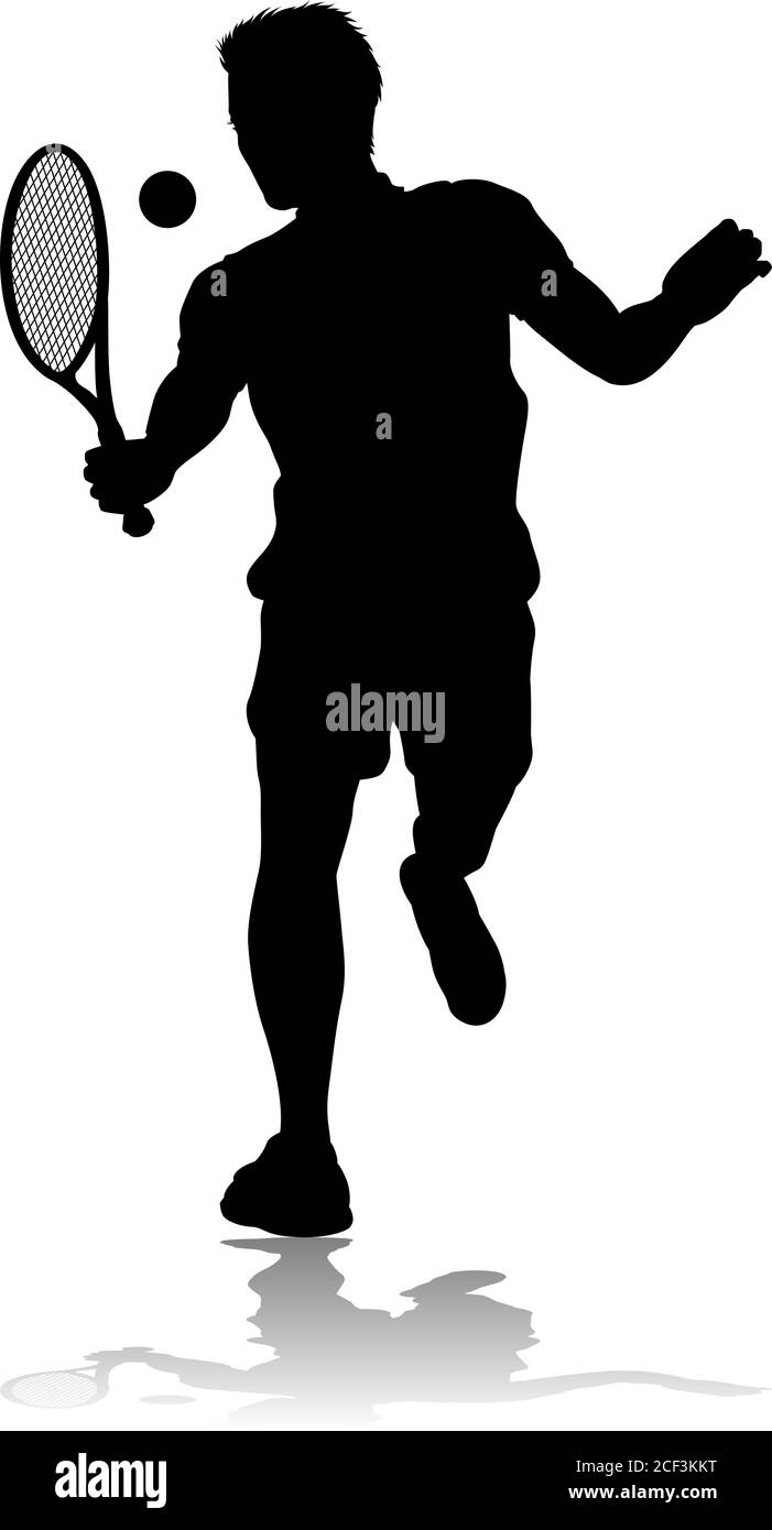 Tennis Silhouette Sport Player uomo Illustrazione Vettoriale