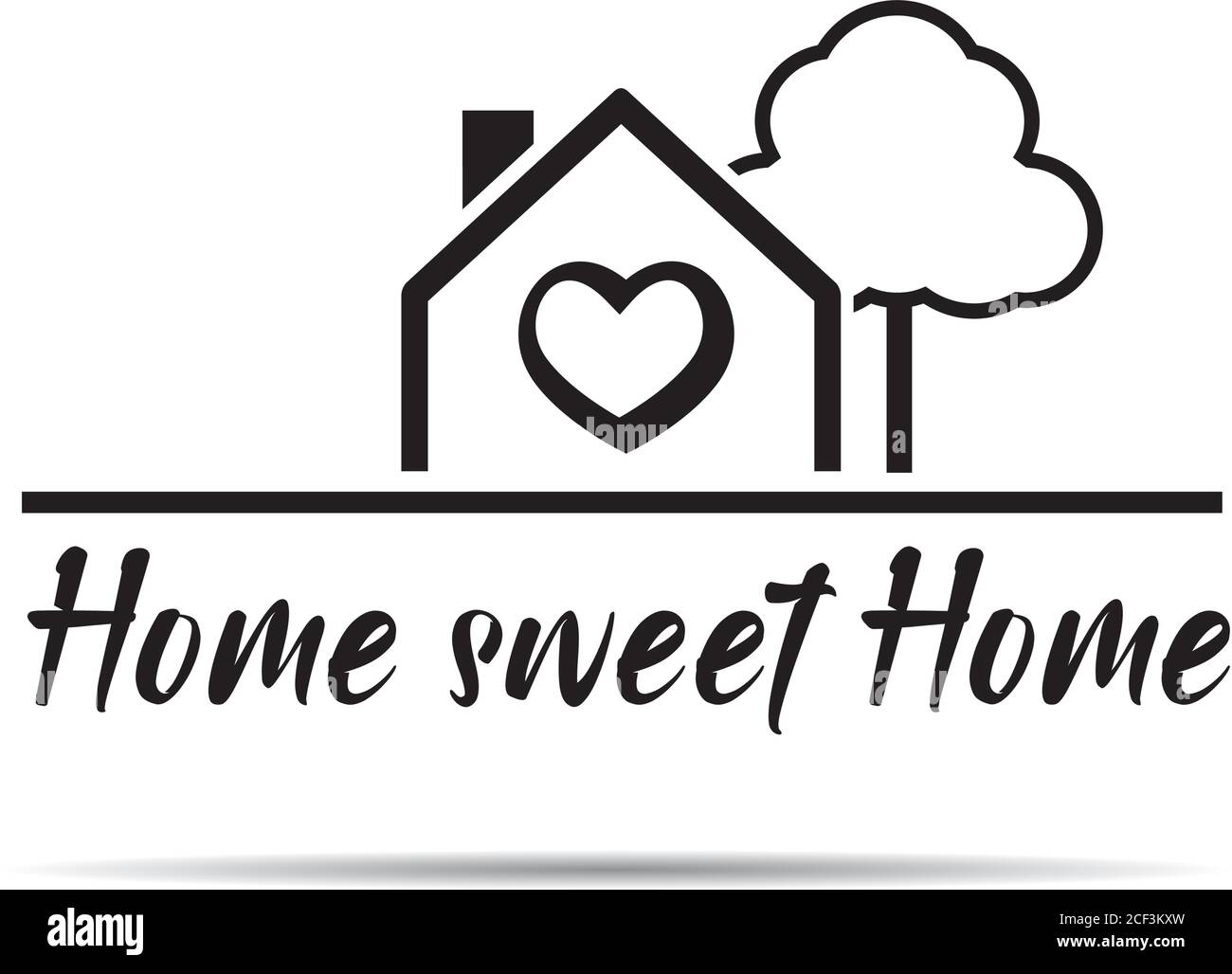 Logo del bene immobile e HOME SWEET HOME. Icona contorno vettore. Illustrazione Vettoriale