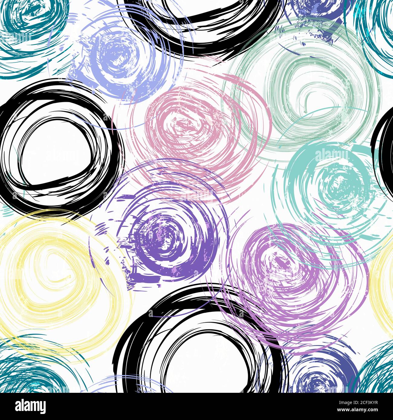 motivo di sfondo senza cuciture, con cerchi, tratti e schizzi Illustrazione Vettoriale