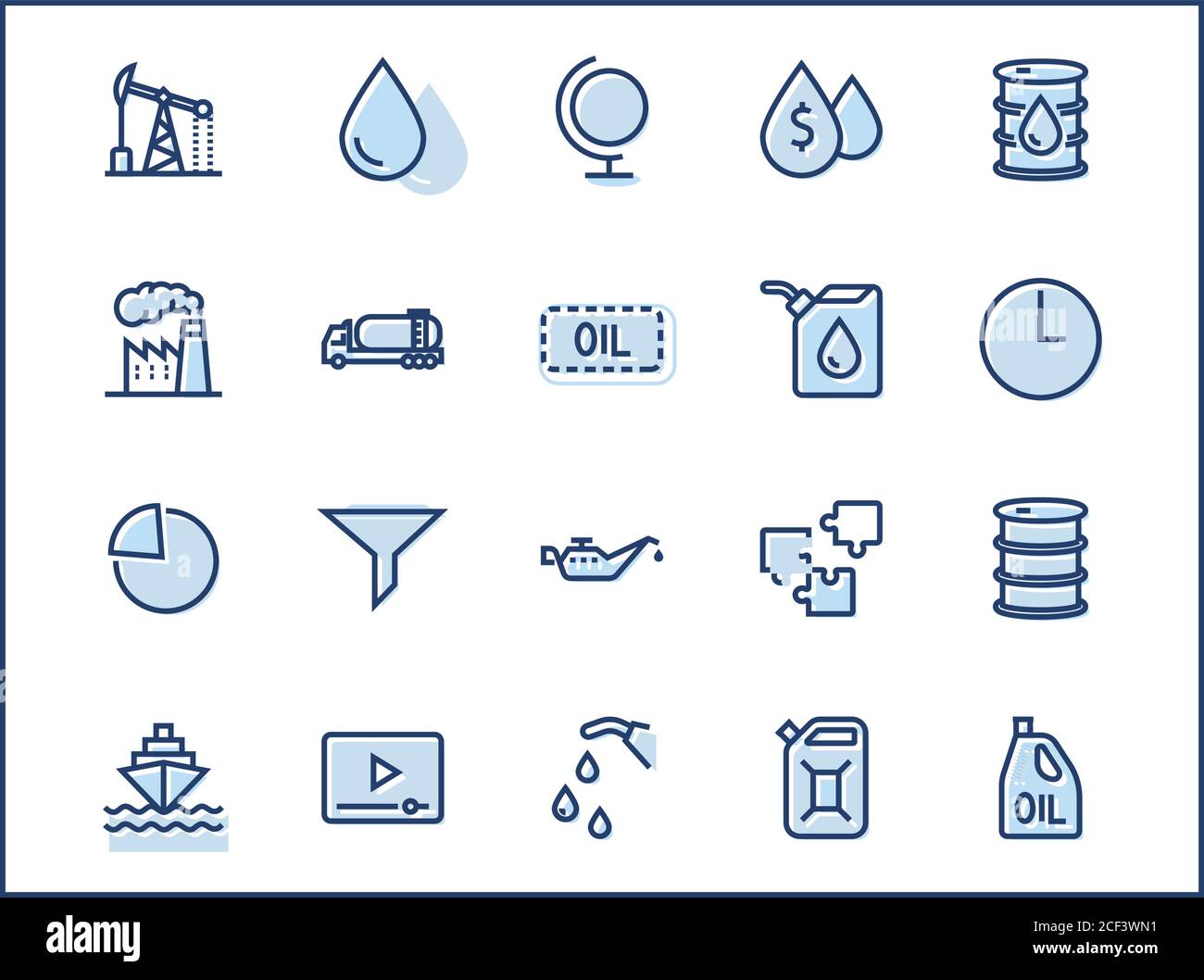 Set Di Icone Della Linea Vettore Relative All'Olio. Contiene icone come Fuel Truck, gas Station, Oil Factory, Transportation e altro ancora. Traccia Modificabile. 32x32 Pix Illustrazione Vettoriale