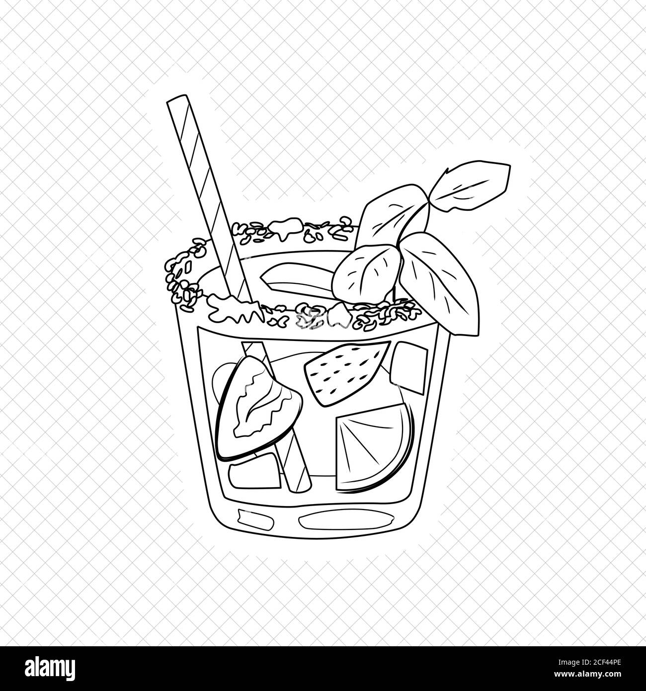 Limonata in vetro con menta e frutta, illustrazione vettoriale Illustrazione Vettoriale