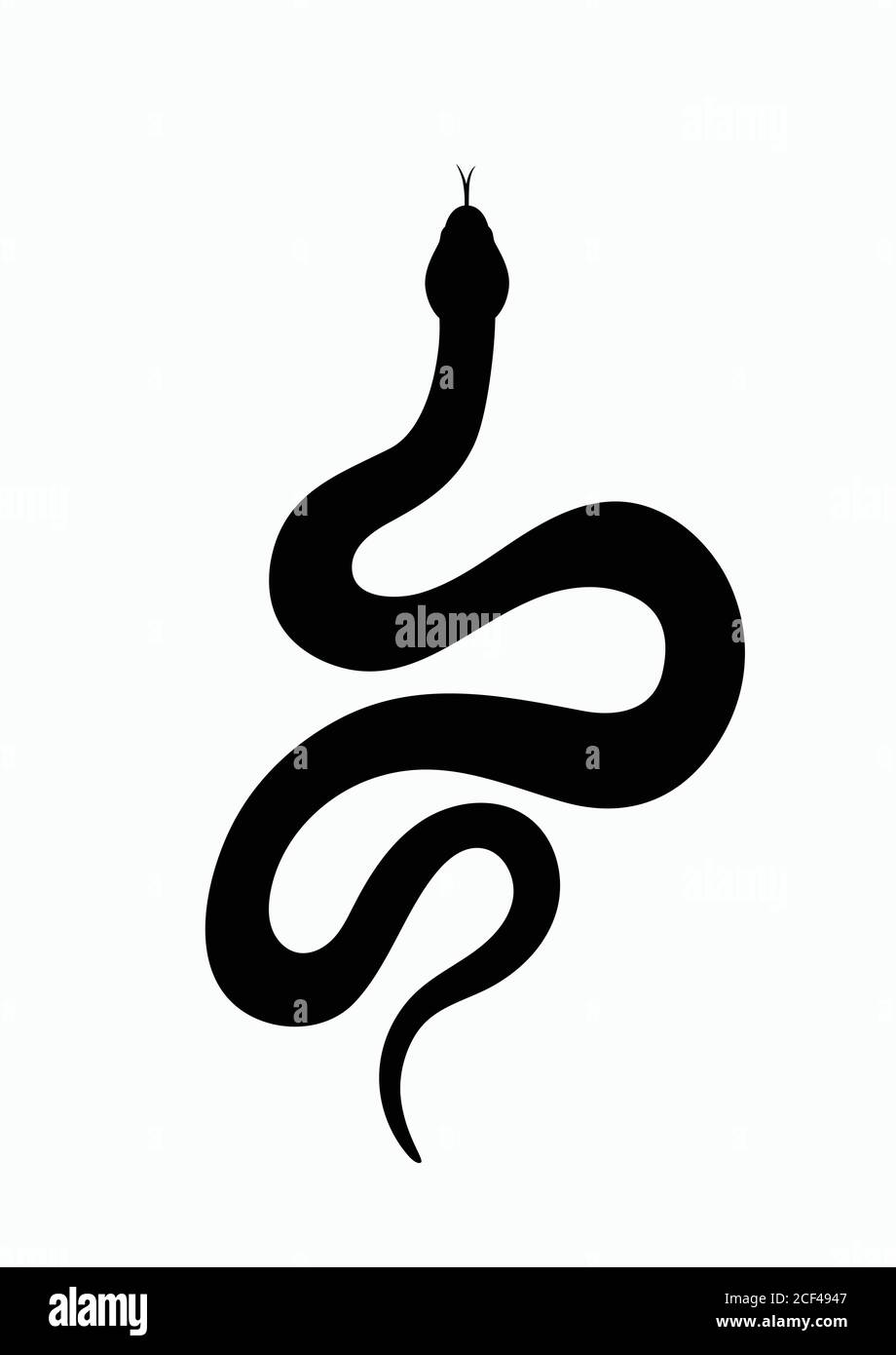 Serpente nero silhouette. Simbolo isolato o icona serpente su sfondo bianco. Segno astratto serpente. Illustrazione vettoriale Illustrazione Vettoriale