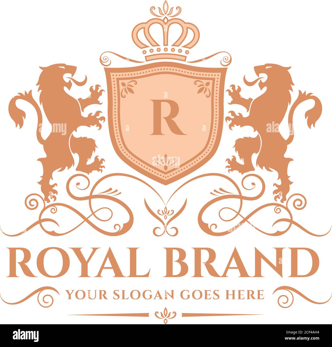 Logo del marchio Royal Lion. Illustrazione Vettoriale