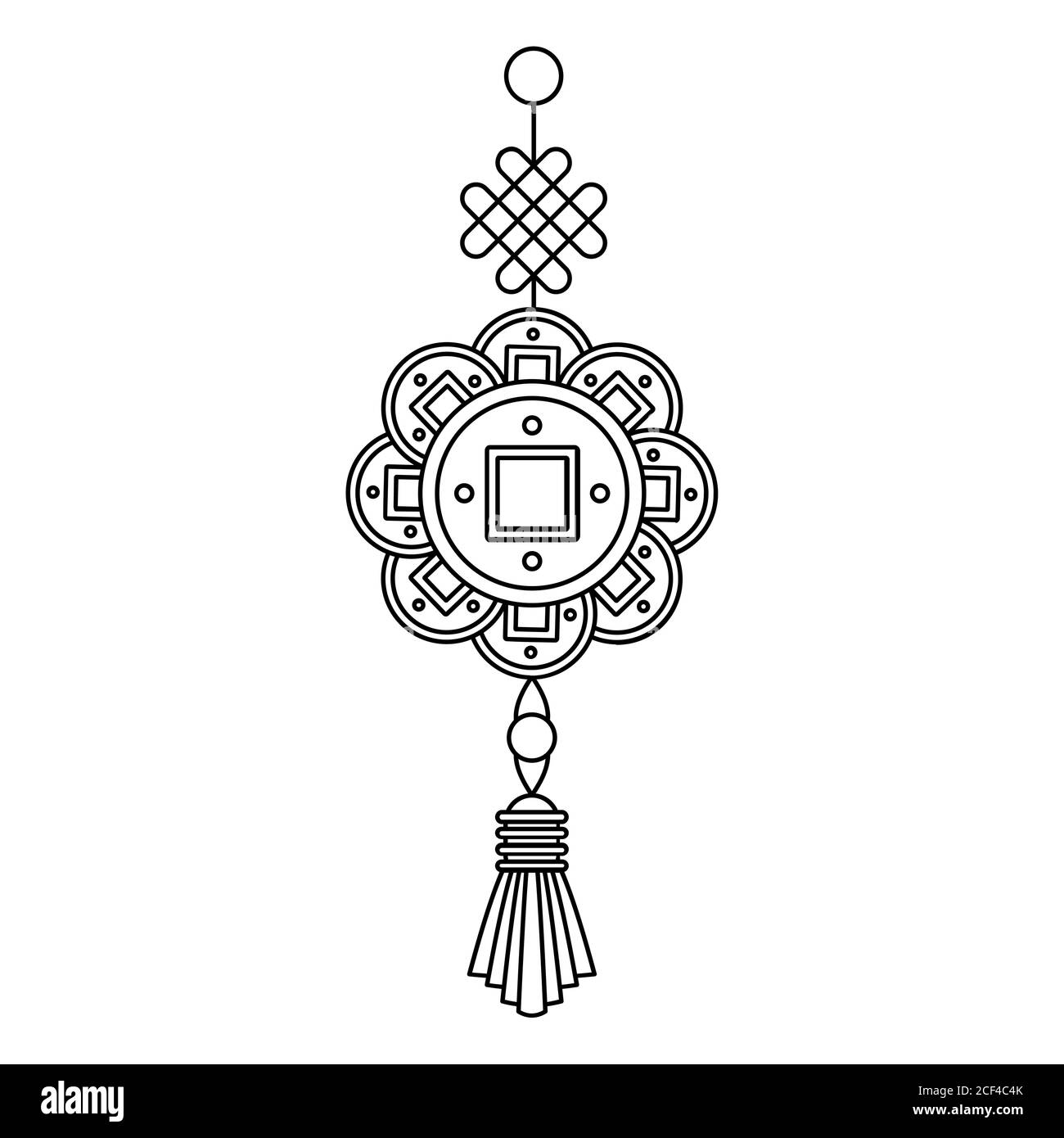 Set di decorazione cinese del biglietto d'auguri di nuovo anno. Illustrazione Vettoriale