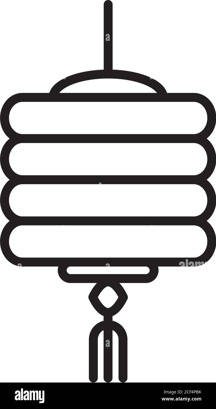 decorazione ornamento cinese lanterna tradizionale stile lineare icona illustrazione vettoriale Illustrazione Vettoriale