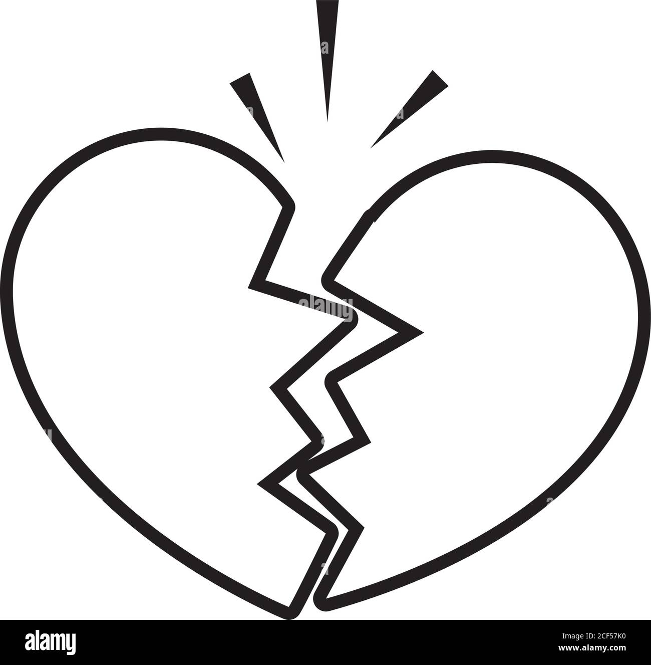 concetto di elementi pop art, icona del cuore spezzato su sfondo bianco, stile della linea, illustrazione vettoriale Illustrazione Vettoriale