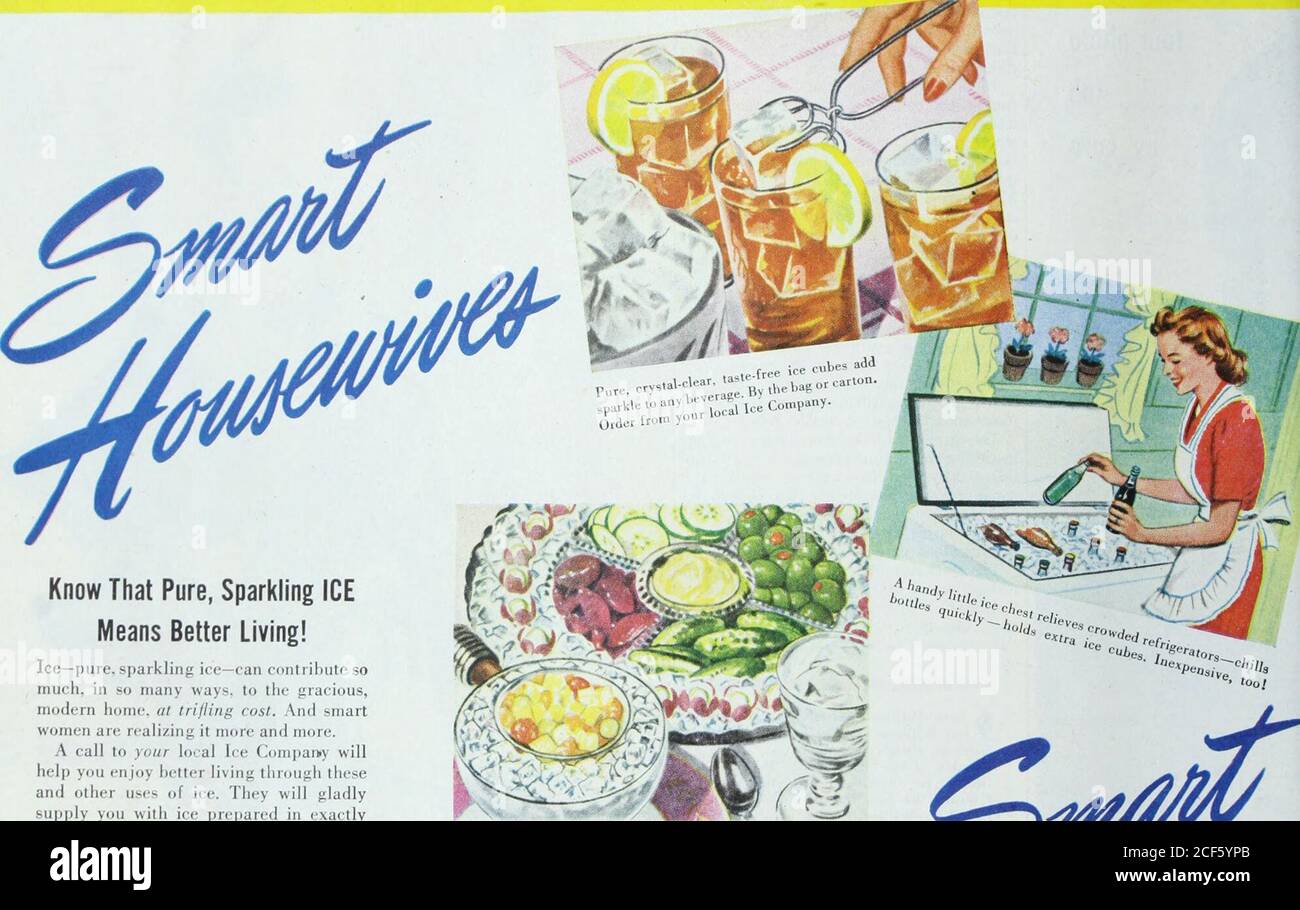 . Il giornale domestico delle Signore. Gordon «»R /*•* garantito da ^Good Housekeeping J 4U THO N*V IL NOSTRO 76™ ANNO SIGNORE HOME JOURNAL AP | America sta acquistando più GHIACCIO che mai!. Sappiate che gli ICEMeans puri e frizzante migliorano la vita! Il ghiaccio, puro e frizzante, può contribuire somuch, in o molti modi, alla casa graziosa e moderna, a un costo di trifling. E smartwomen arco che lo realizza sempre più. Una chiamata al vostro locale Ice Company willlicdp godete di vivere meglio attraverso thesee altri usi (,| ICE. Vi forniranno gladlysupply con ghiaccio preparato in esaclythe giusto formato per ogni bisogno domestico. Solo pochi centesimi f Foto Stock
