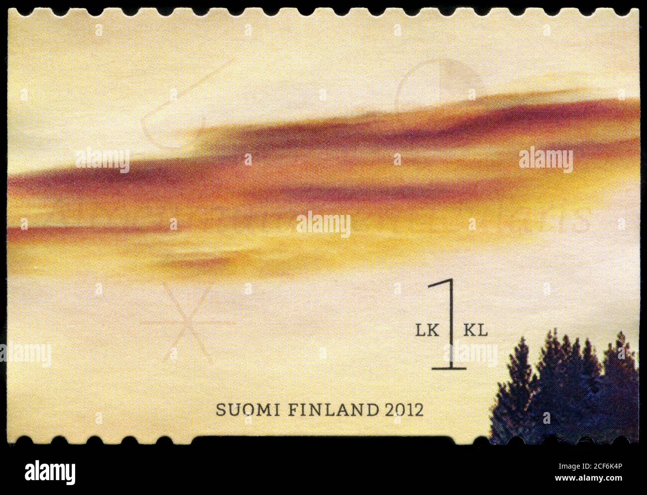 Francobollo dalla Finlandia nella serie Clouds pubblicato in 2012 Foto Stock