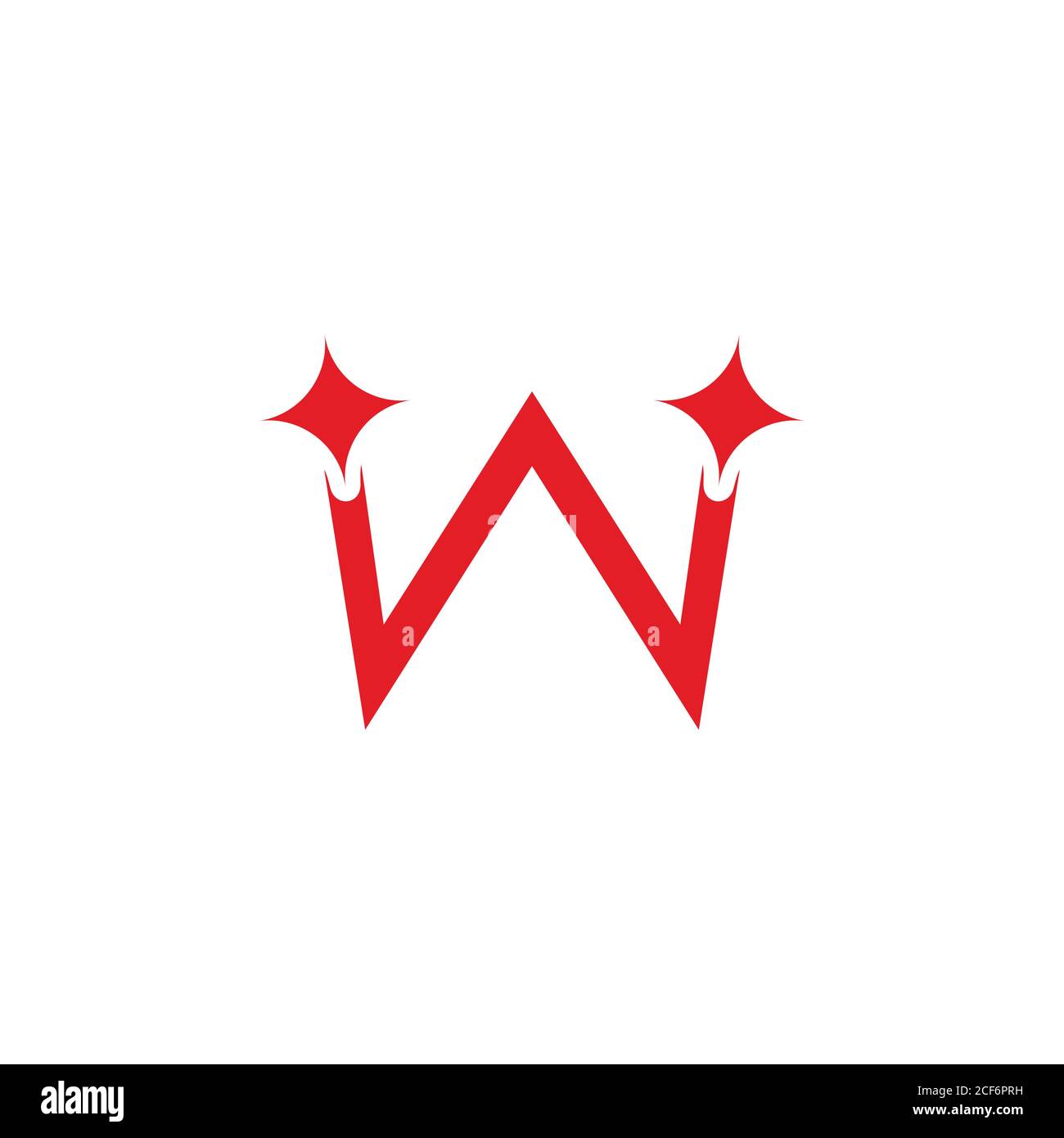 lettera w simbolo di stelle lucide geometriche semplice vettore del logo Illustrazione Vettoriale