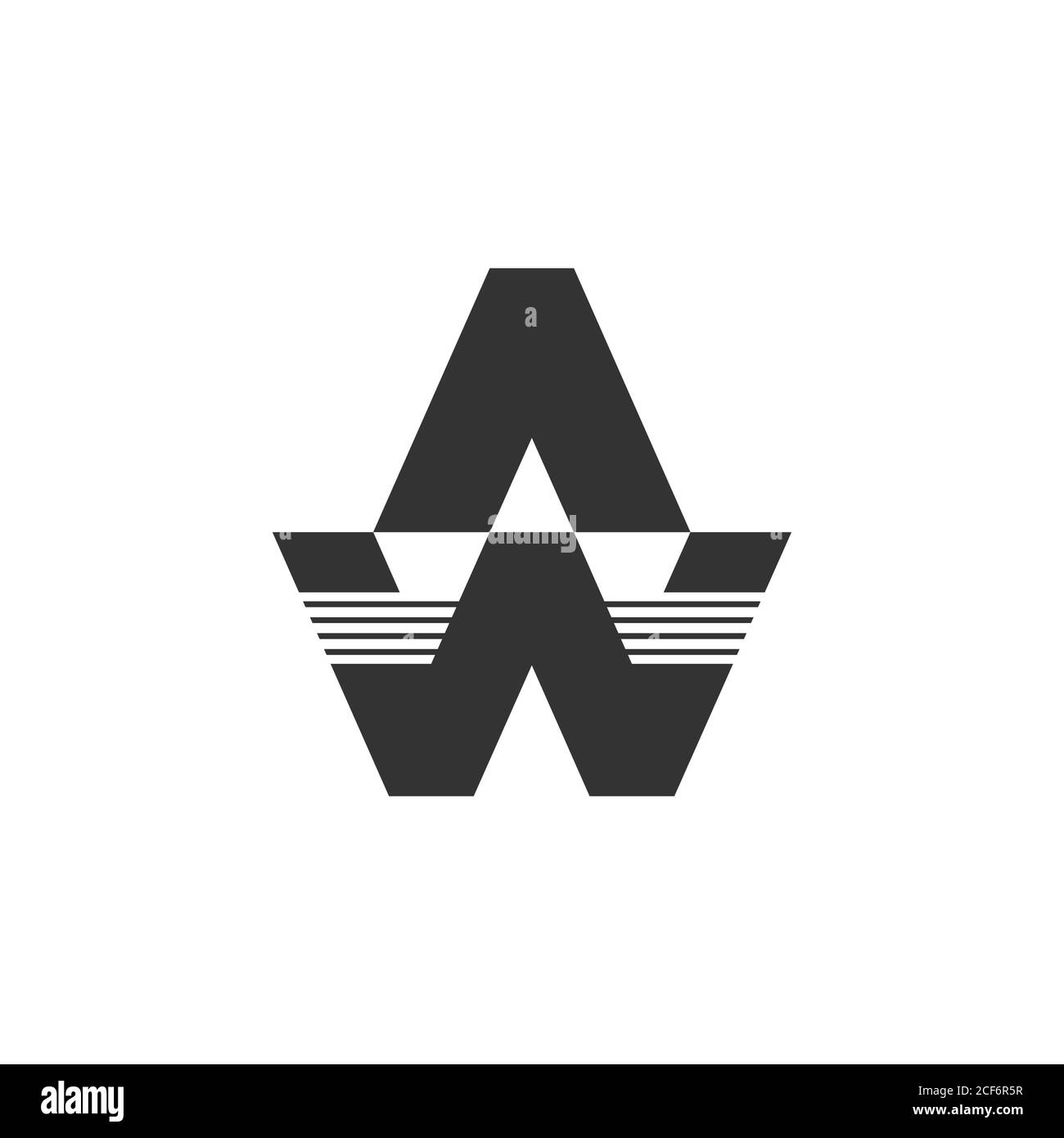 vettore del logo geometrico delle strisce aw di lettera Illustrazione Vettoriale