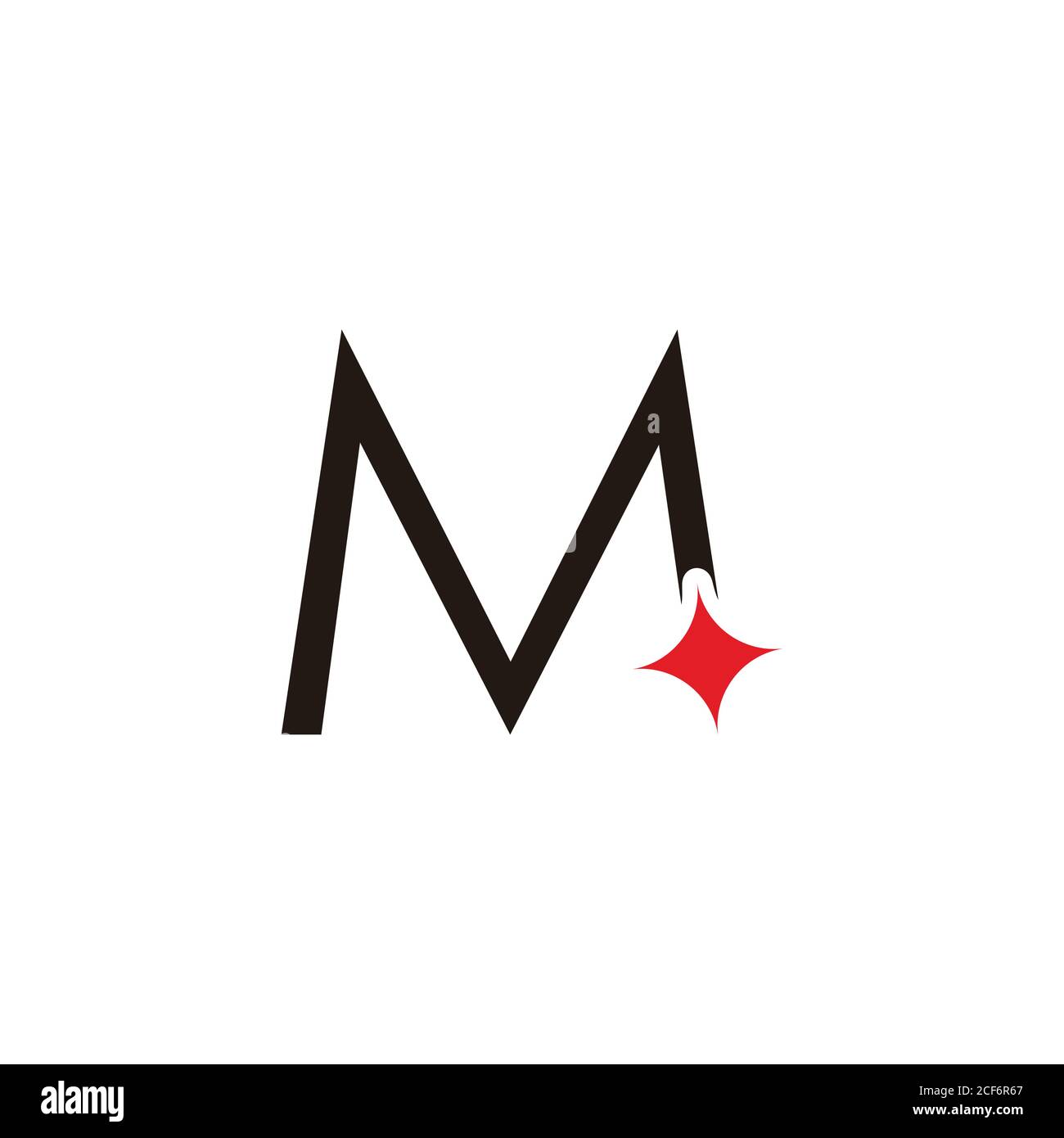 lettera m stella semplice vettore di logo di linea geometrica Illustrazione Vettoriale