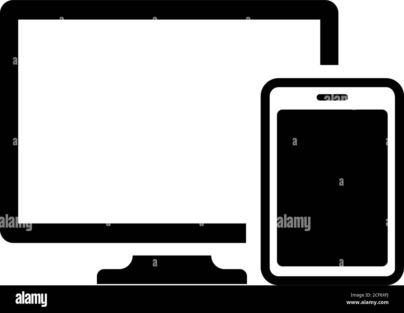 Immagine dell'icona vettoriale piatta per PC, smartphone (dispositivi digitali) Illustrazione Vettoriale