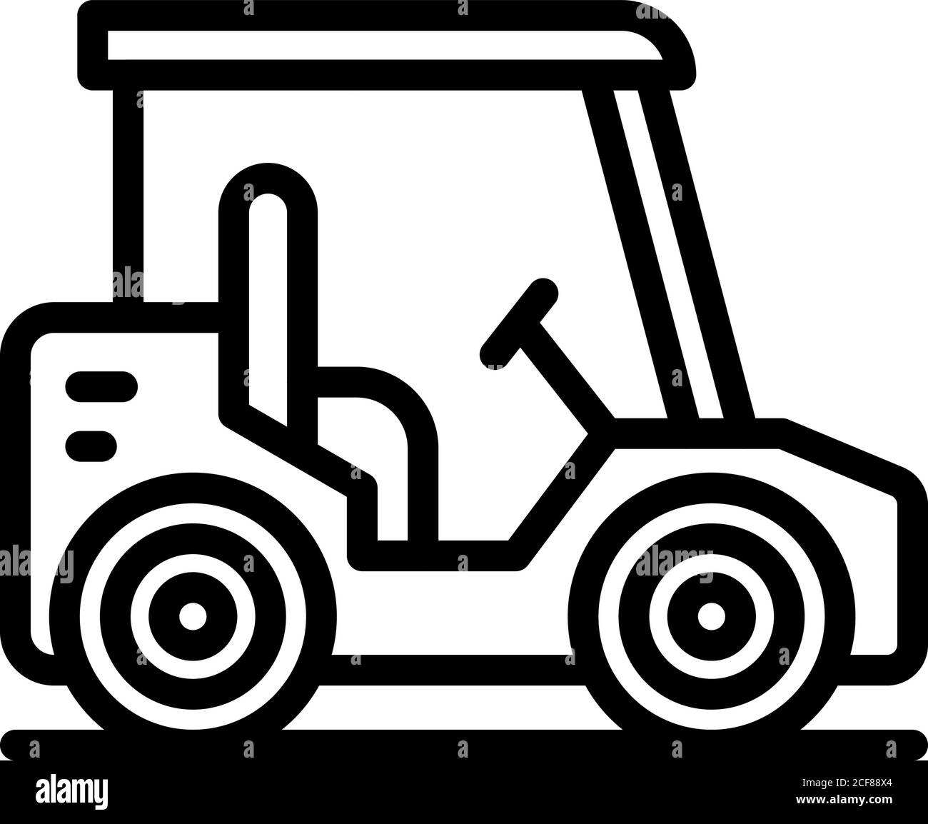 Icona del carrello per golfisti, stile profilo Illustrazione Vettoriale