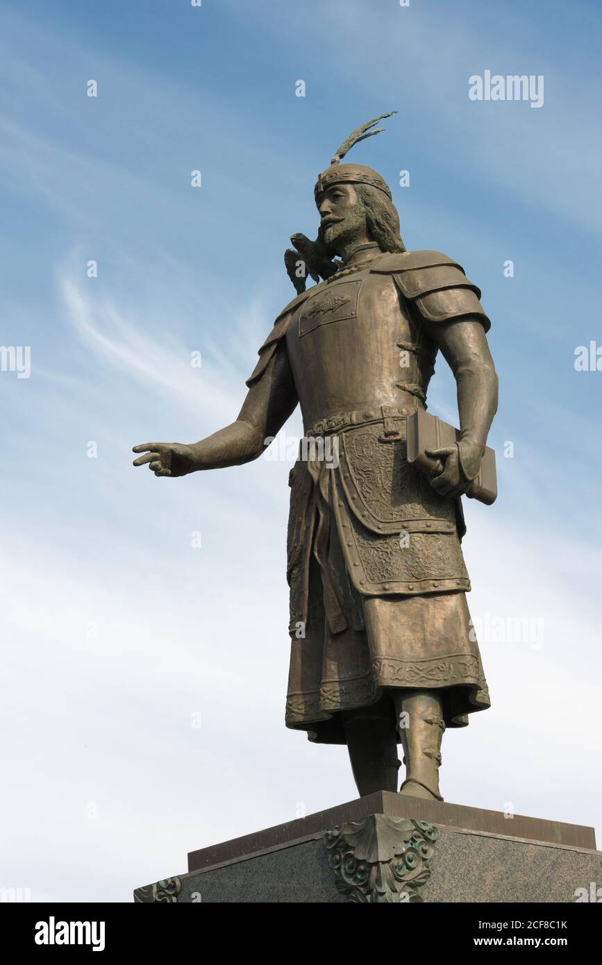 ULAANBAATAR, MONGOLIA - Statua di Marco Polo a Ulaanbaatar, Mongolia. Marco Polo (1254-1324) è stato un mercante italiano, esploratore. Foto Stock