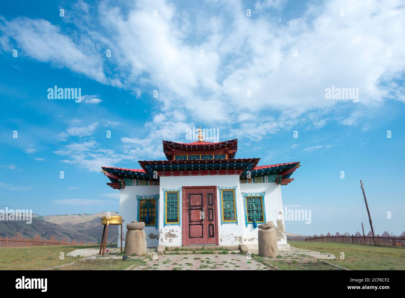 KHARKORIN, MONGOLIA - Giu 29 2017: Tempio di Lubang Gyalpo a Kharkhorin (Karakorum), Mongolia. Karakorum fu la capitale dell'Impero Mongolo tra il 12 Foto Stock