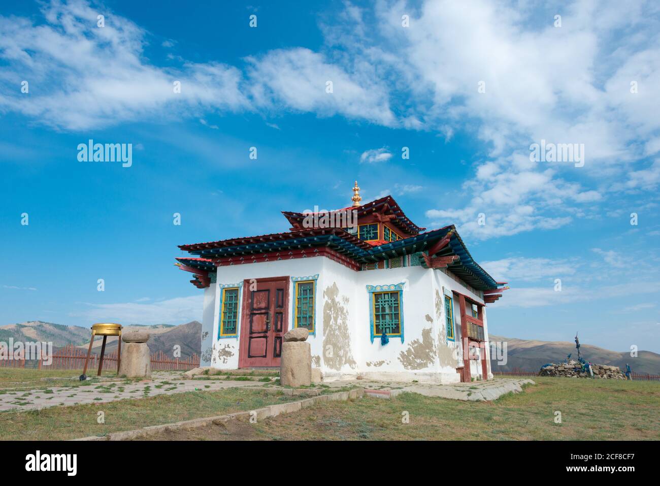 KHARKORIN, MONGOLIA - Tempio di Lubang Gyalpo a Kharkhorin (Karakorum), Mongolia. Karakorum fu la capitale dell'Impero Mongolo tra il 1235 e il 1260. Foto Stock