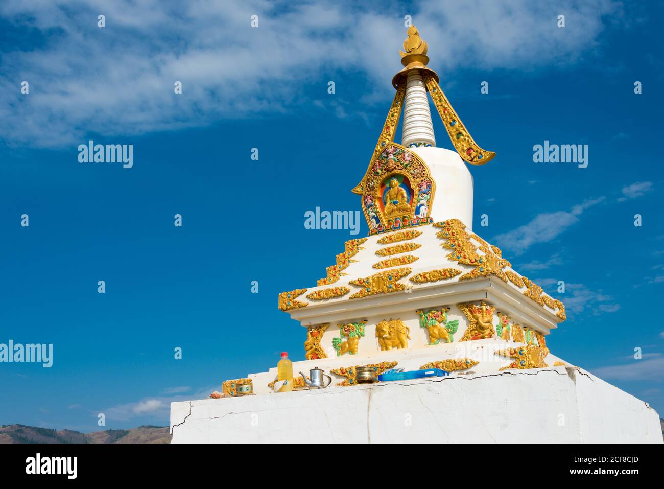 Stupa al Tempio di Lubang Gyalpo a Kharkhorin (Karakorum), Mongolia. Karakorum fu la capitale dell'Impero Mongolo tra il 1235 e il 1260. Foto Stock