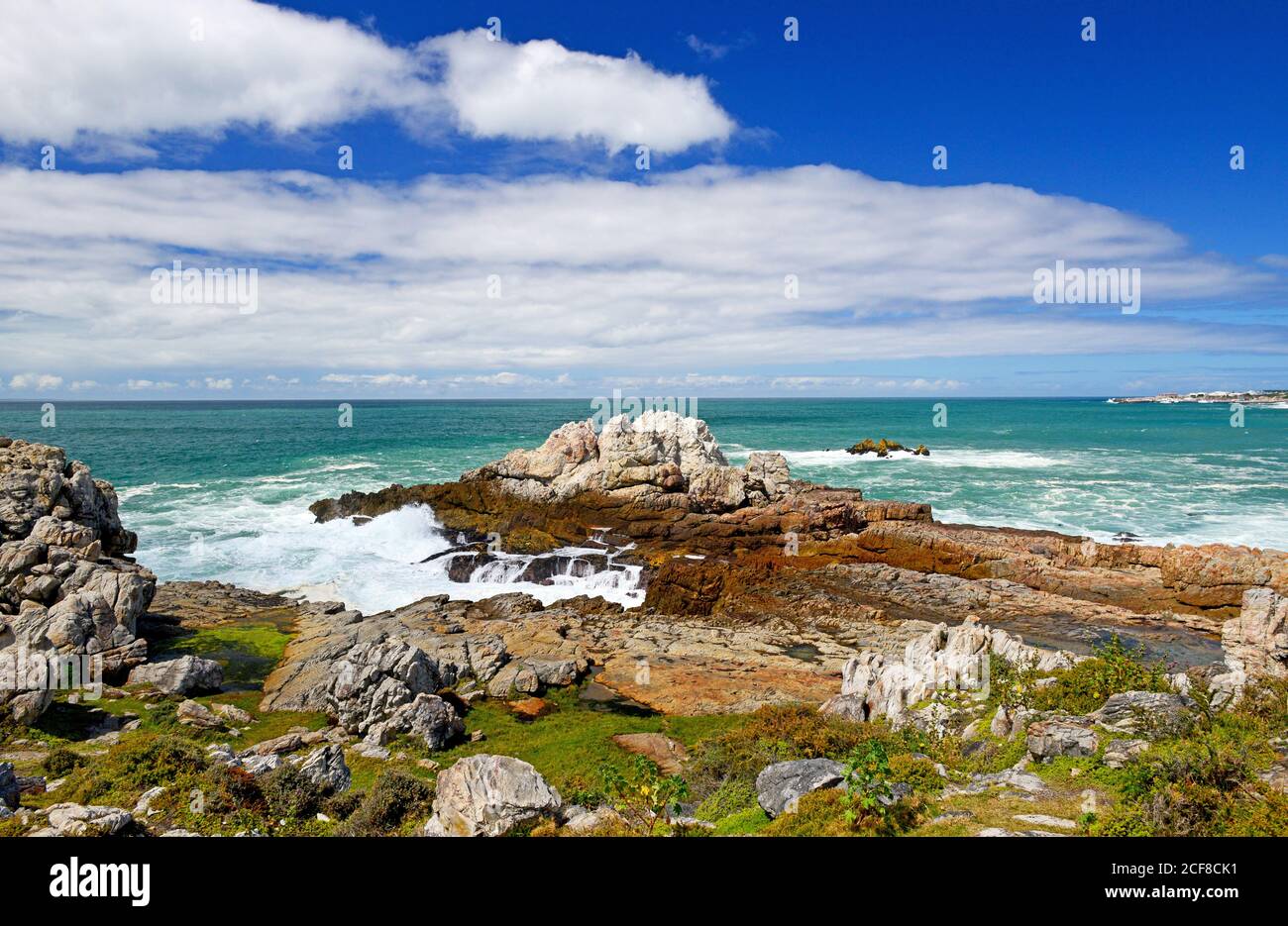 La costa di Hermanus in Sud Africa Foto Stock