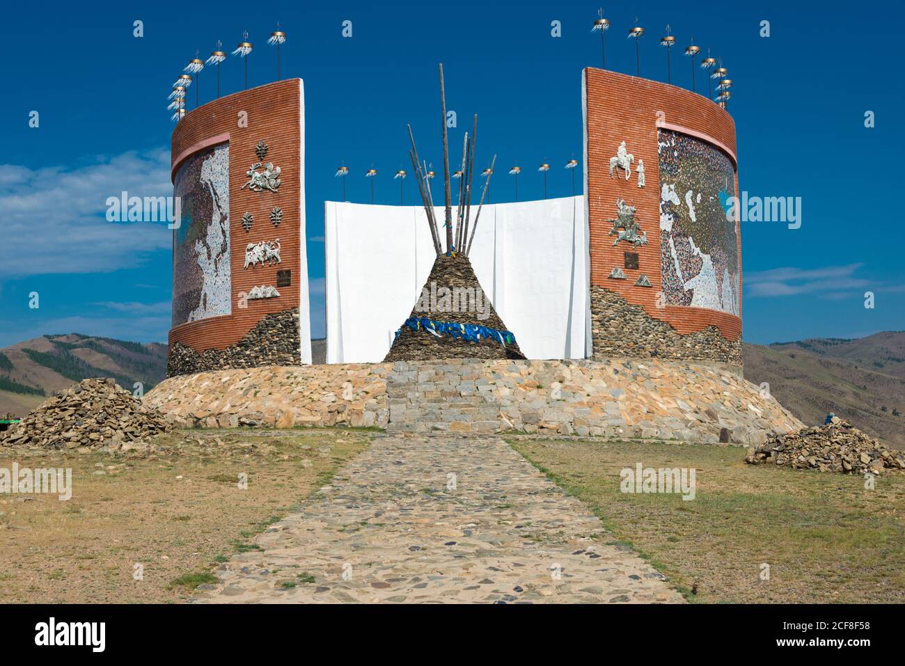 Monumento dell'Impero Mongolo a Kharkhorin (Karakorum), Mongolia. Karakorum fu la capitale dell'Impero Mongolo tra il 1235 e il 1260. Foto Stock