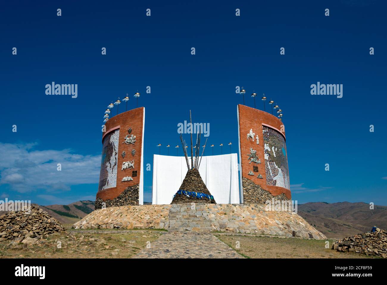 Monumento dell'Impero Mongolo a Kharkhorin (Karakorum), Mongolia. Karakorum fu la capitale dell'Impero Mongolo tra il 1235 e il 1260. Foto Stock