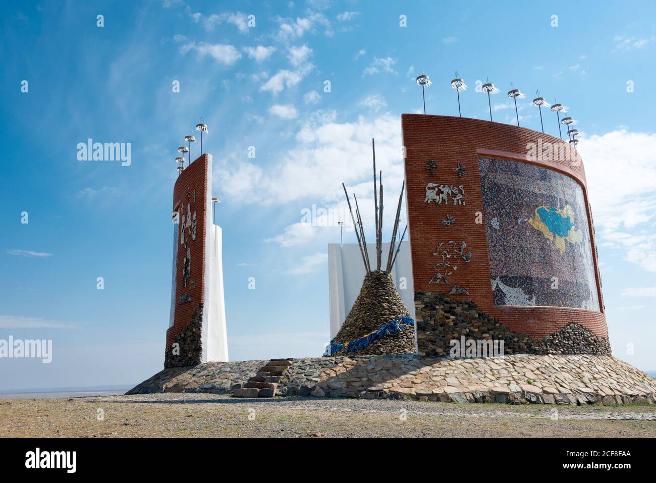 Monumento dell'Impero Mongolo a Kharkhorin (Karakorum), Mongolia. Karakorum fu la capitale dell'Impero Mongolo tra il 1235 e il 1260. Foto Stock