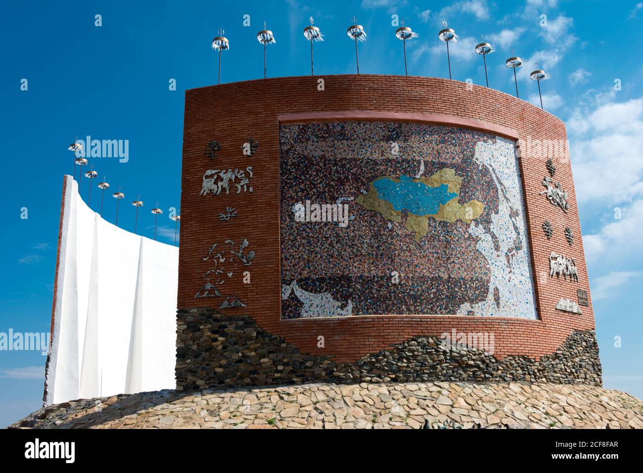 Monumento dell'Impero Mongolo a Kharkhorin (Karakorum), Mongolia. Karakorum fu la capitale dell'Impero Mongolo tra il 1235 e il 1260. Foto Stock