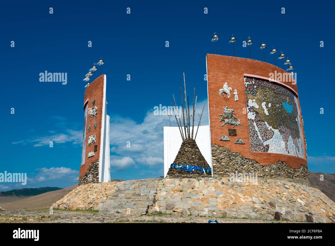 Monumento dell'Impero Mongolo a Kharkhorin (Karakorum), Mongolia. Karakorum fu la capitale dell'Impero Mongolo tra il 1235 e il 1260. Foto Stock