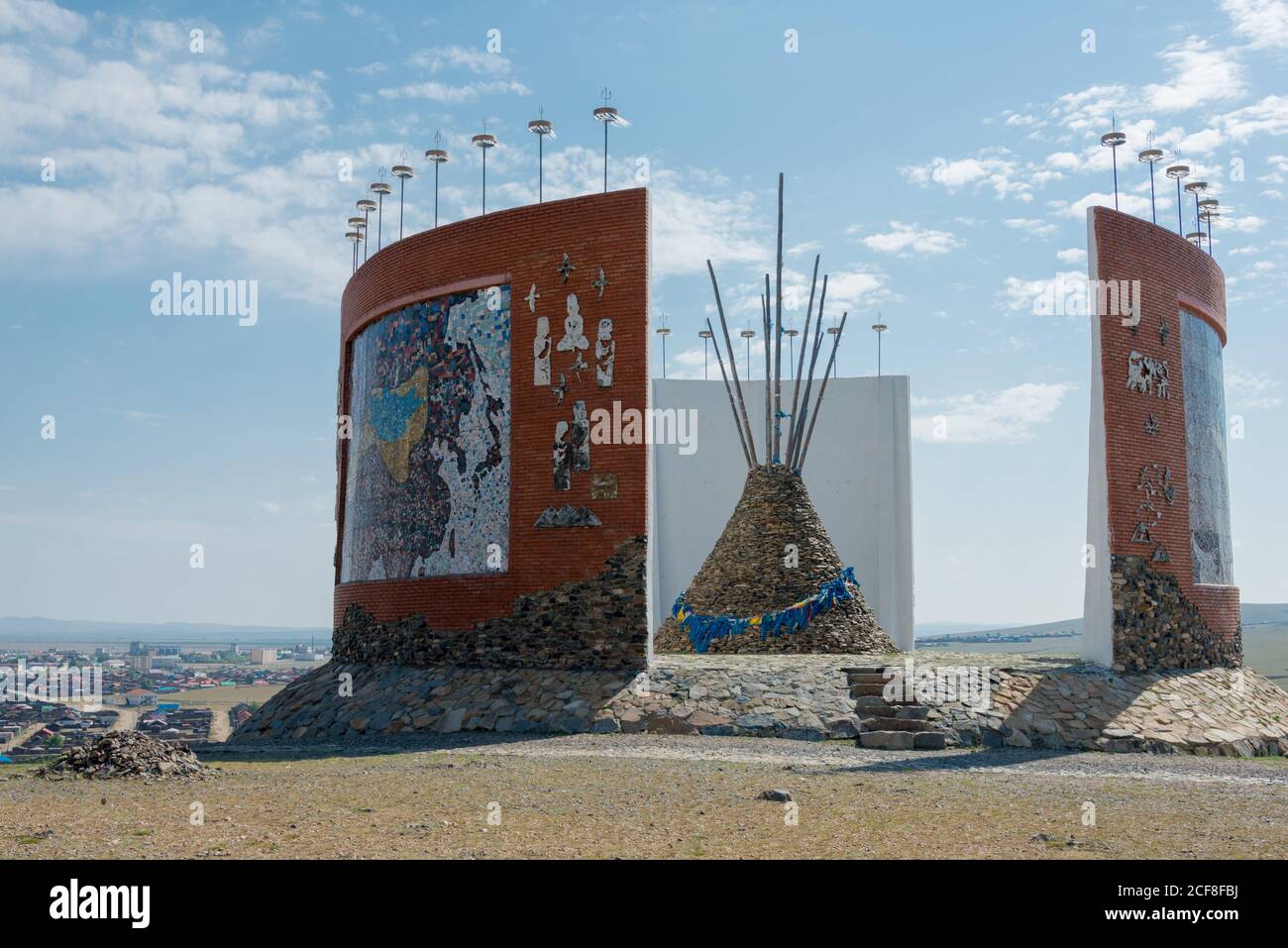 Monumento dell'Impero Mongolo a Kharkhorin (Karakorum), Mongolia. Karakorum fu la capitale dell'Impero Mongolo tra il 1235 e il 1260. Foto Stock