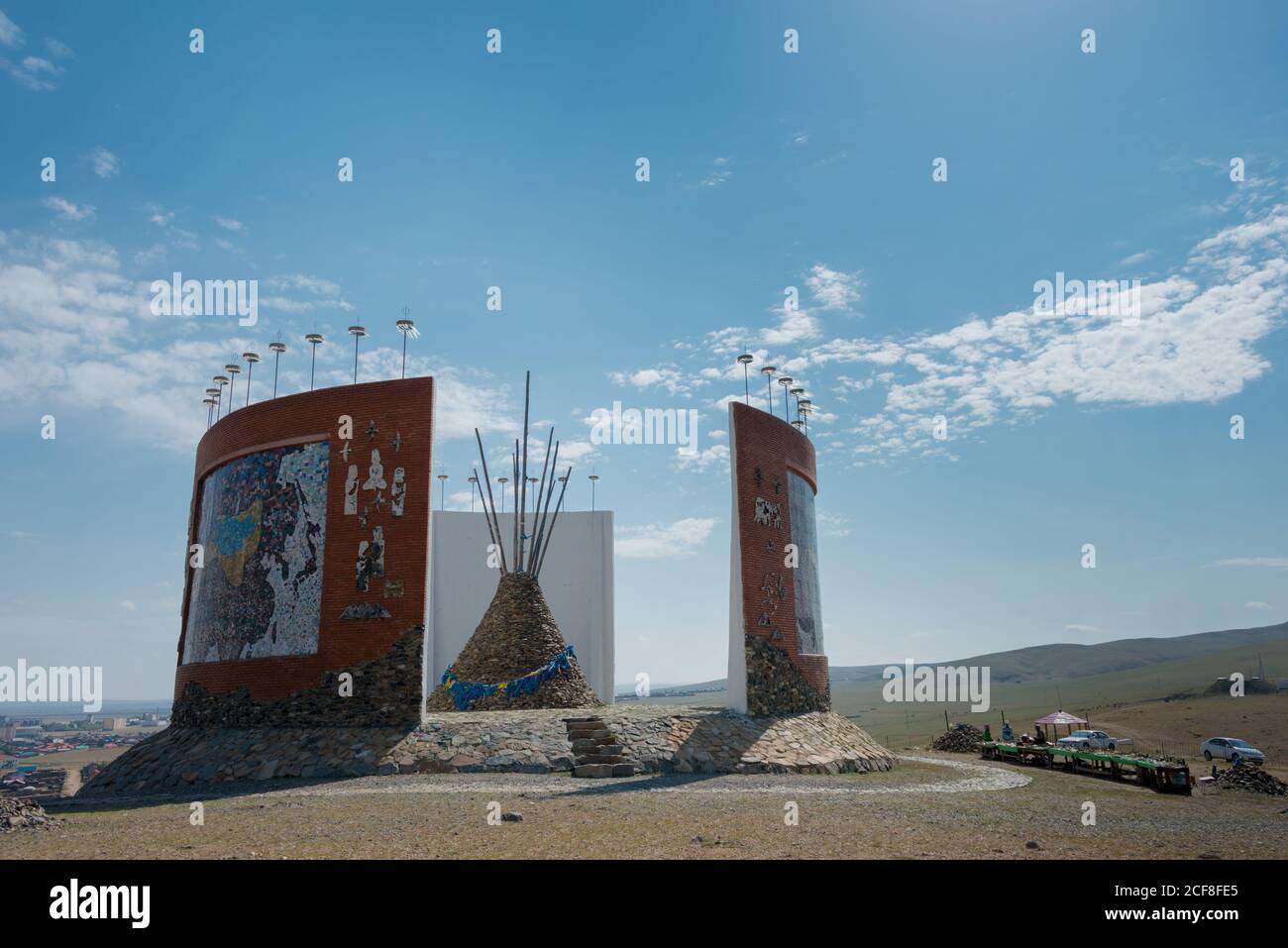 Monumento dell'Impero Mongolo a Kharkhorin (Karakorum), Mongolia. Karakorum fu la capitale dell'Impero Mongolo tra il 1235 e il 1260. Foto Stock