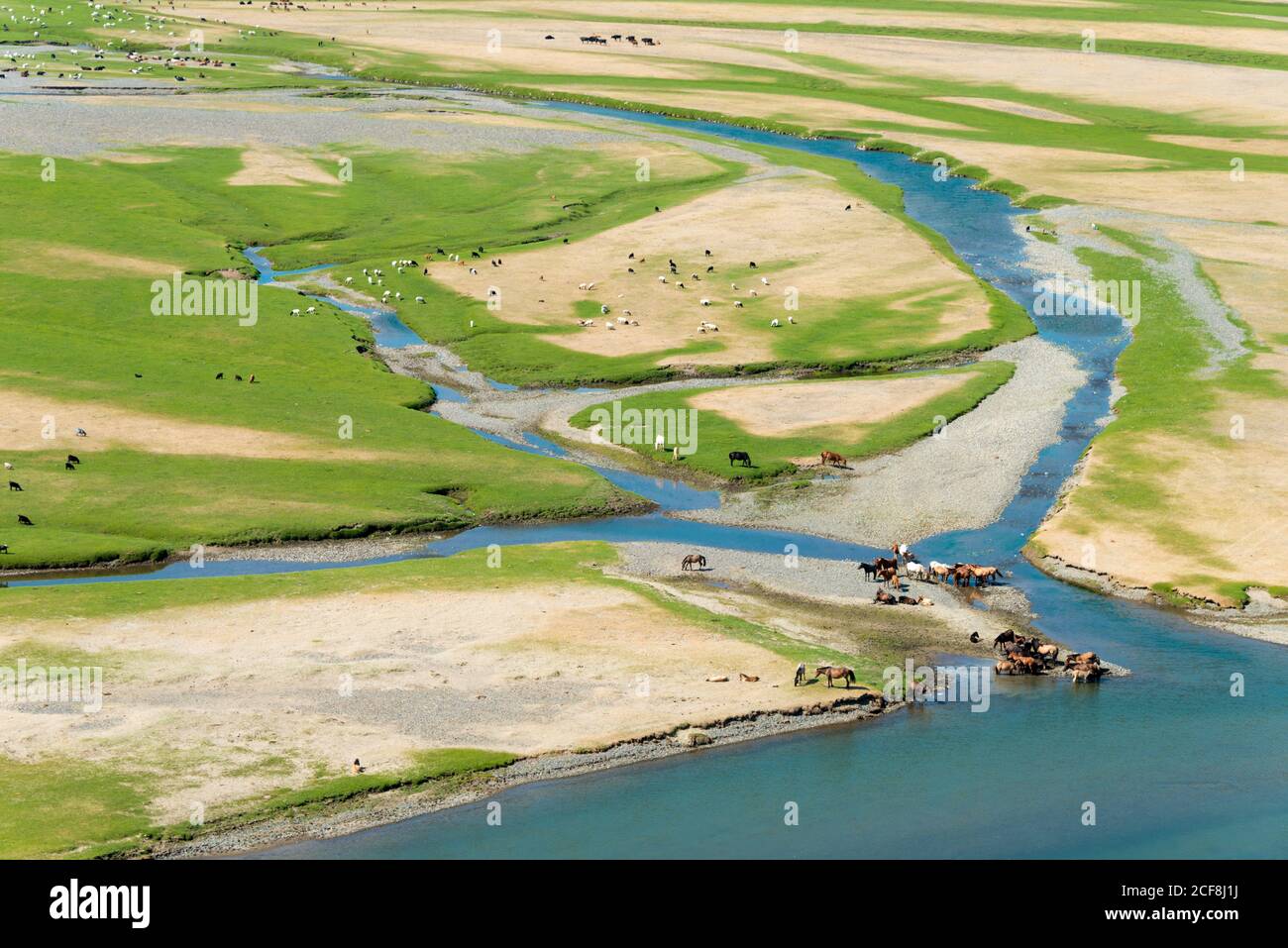KHARKORIN, MONGOLIA - Valle Orkhon a Kharkhorin (Karakorum), Mongolia. Fa parte dell'Orkhon Valley Cultural Landscape, patrimonio dell'umanità. Foto Stock
