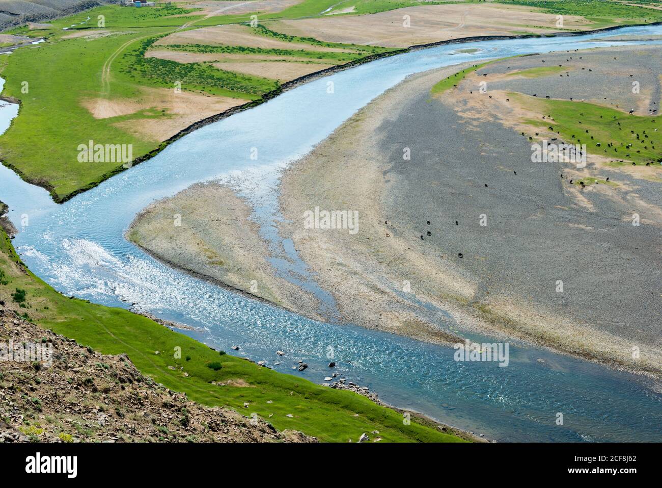 KHARKORIN, MONGOLIA - Valle Orkhon a Kharkhorin (Karakorum), Mongolia. Fa parte dell'Orkhon Valley Cultural Landscape, patrimonio dell'umanità. Foto Stock