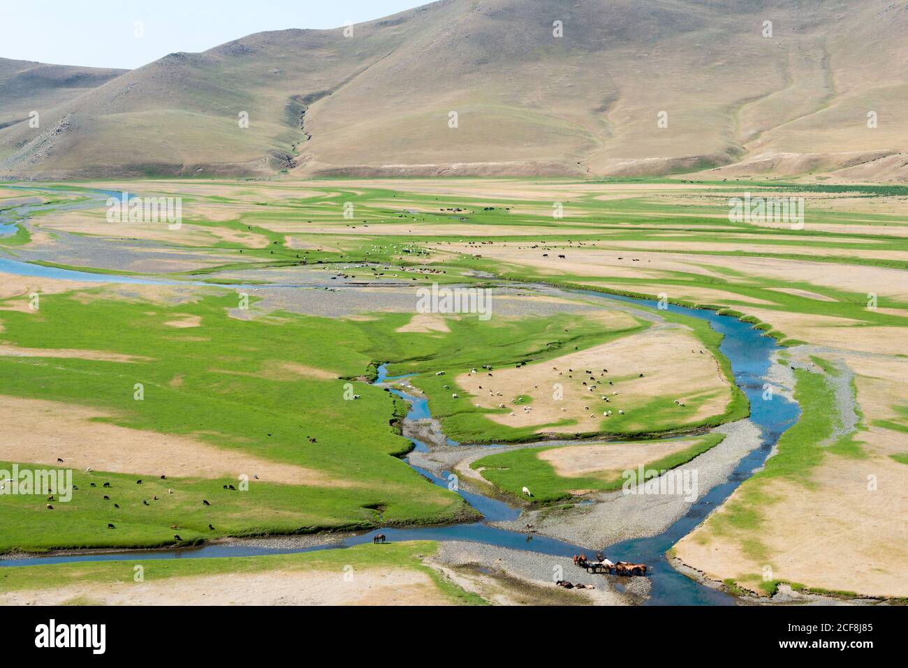 KHARKORIN, MONGOLIA - Valle Orkhon a Kharkhorin (Karakorum), Mongolia. Fa parte dell'Orkhon Valley Cultural Landscape, patrimonio dell'umanità. Foto Stock