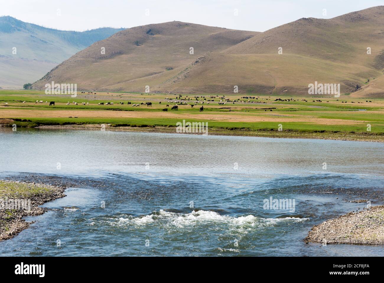 KHARKORIN, MONGOLIA - Valle Orkhon a Kharkhorin (Karakorum), Mongolia. Fa parte dell'Orkhon Valley Cultural Landscape, patrimonio dell'umanità. Foto Stock