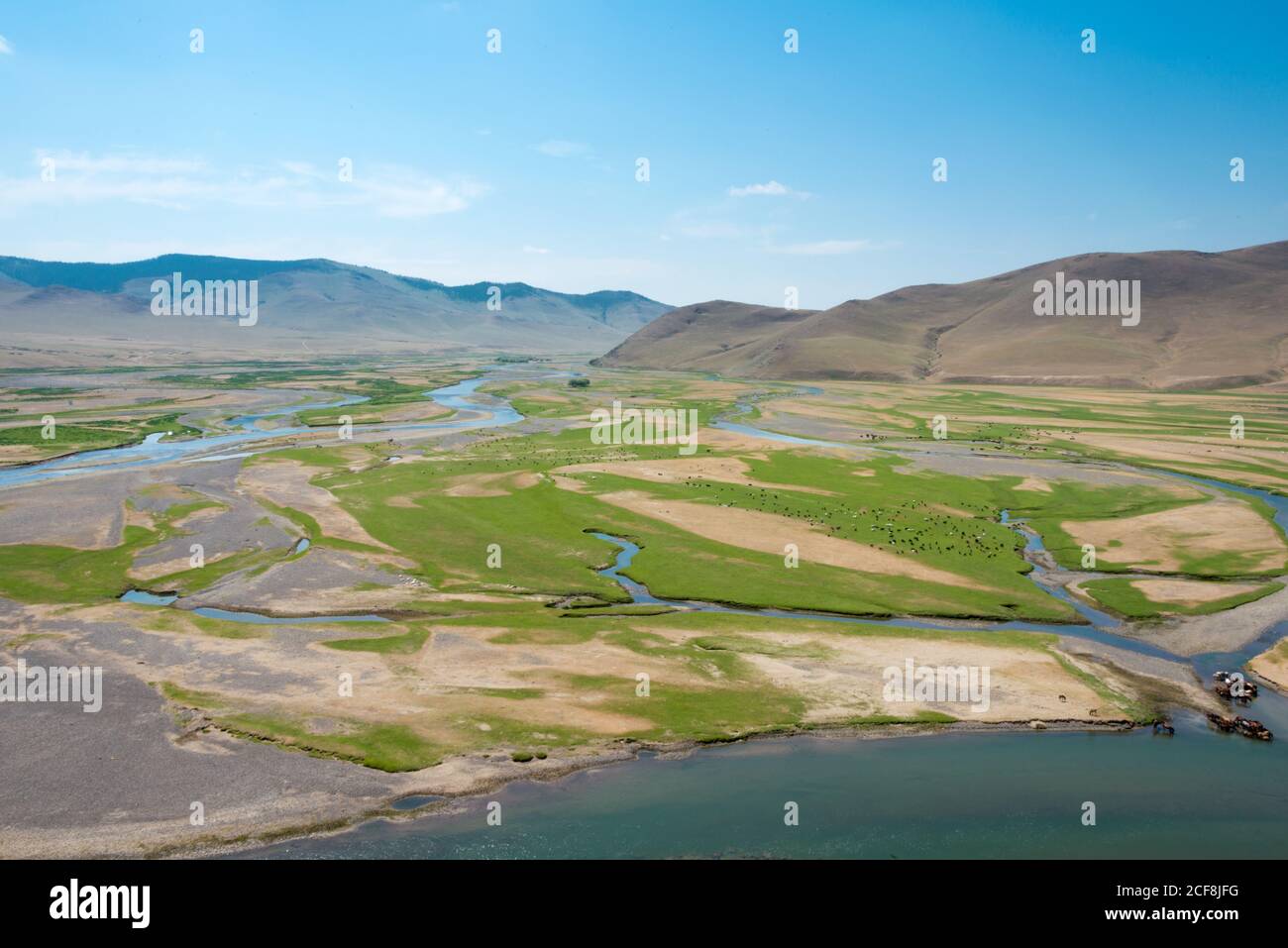 KHARKORIN, MONGOLIA - Valle Orkhon a Kharkhorin (Karakorum), Mongolia. Fa parte dell'Orkhon Valley Cultural Landscape, patrimonio dell'umanità. Foto Stock