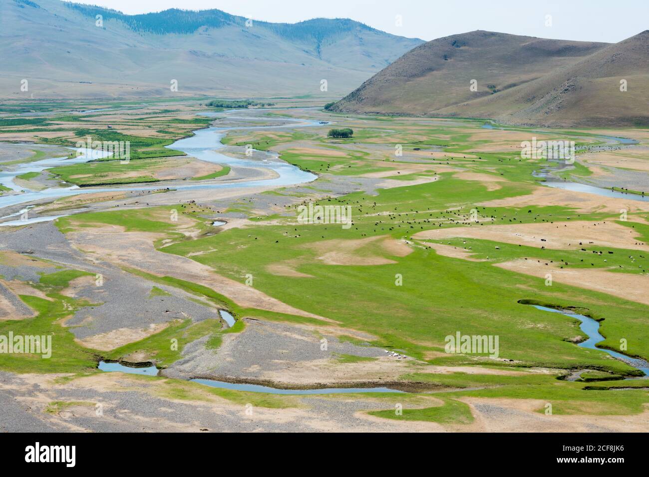 KHARKORIN, MONGOLIA - Valle Orkhon a Kharkhorin (Karakorum), Mongolia. Fa parte dell'Orkhon Valley Cultural Landscape, patrimonio dell'umanità. Foto Stock
