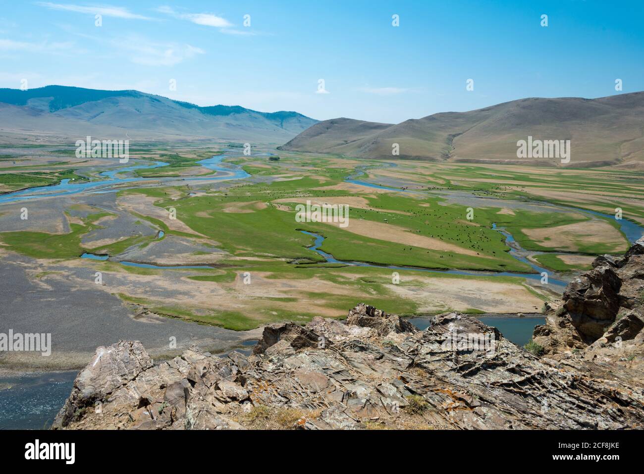 KHARKORIN, MONGOLIA - Valle Orkhon a Kharkhorin (Karakorum), Mongolia. Fa parte dell'Orkhon Valley Cultural Landscape, patrimonio dell'umanità. Foto Stock