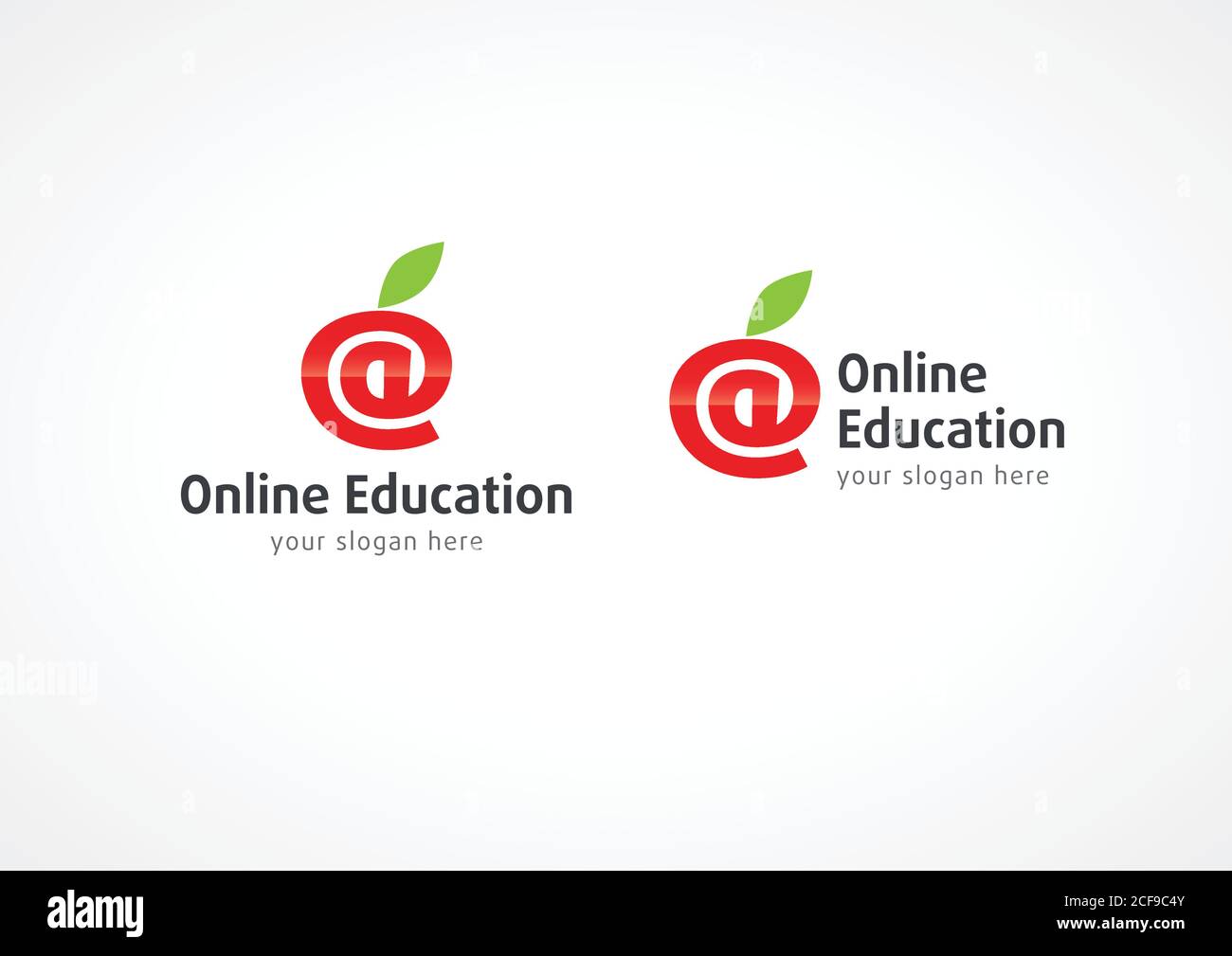 Logo di formazione online, simbolo di freccia in vettore come frutta. Scuola di Internet. Logotipo isolato, modello grafico astratto. Illustrazione Vettoriale