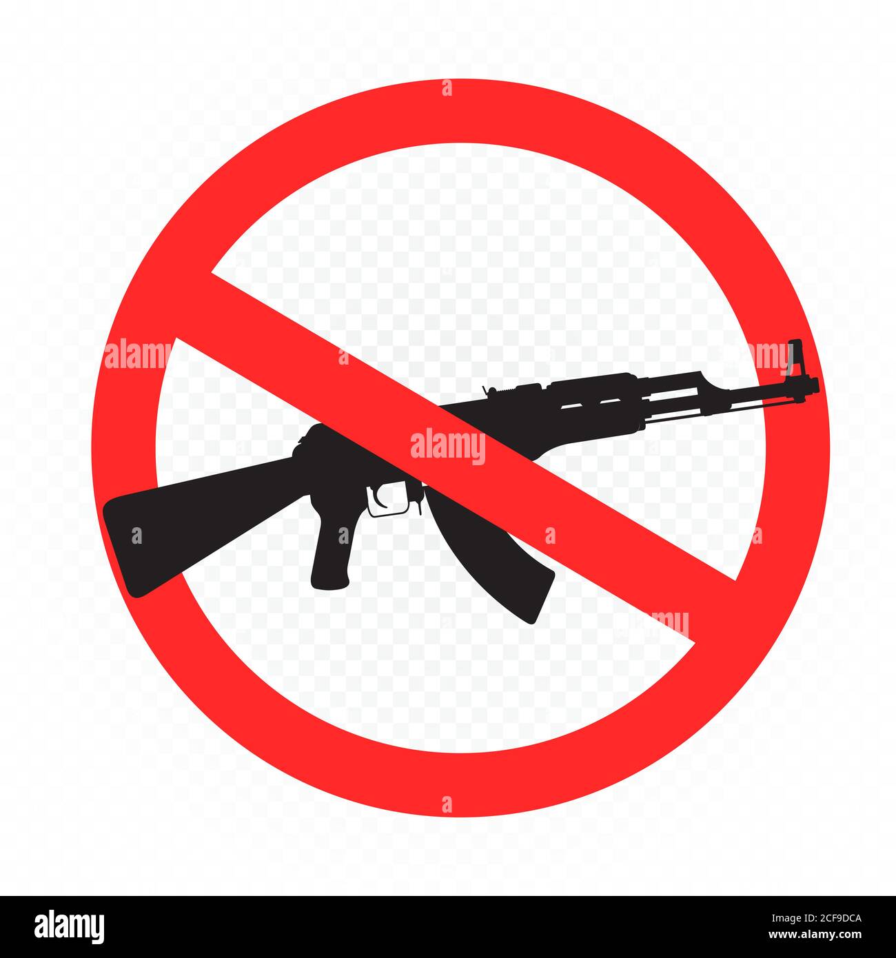simbolo di divieto dell'arma sfondo bianco Illustrazione Vettoriale