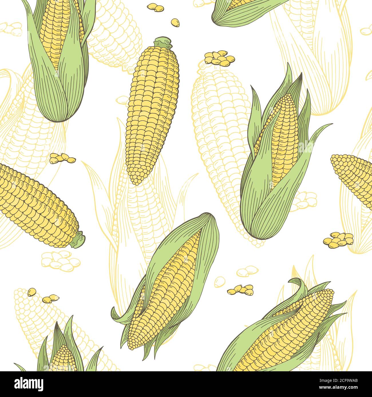 Grafico corn colore schema senza giunture vettore di illustrazione dello schizzo Illustrazione Vettoriale