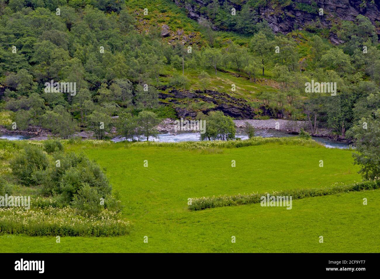 Bella scena naturale con cascata in Norvegia Foto Stock