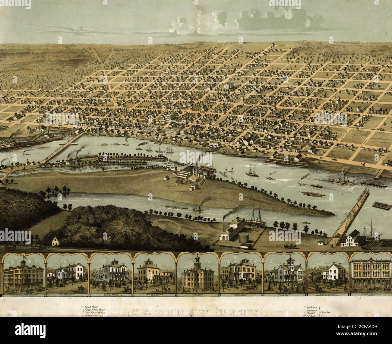 La Saginaw City, Michigan 1867 Foto Stock
