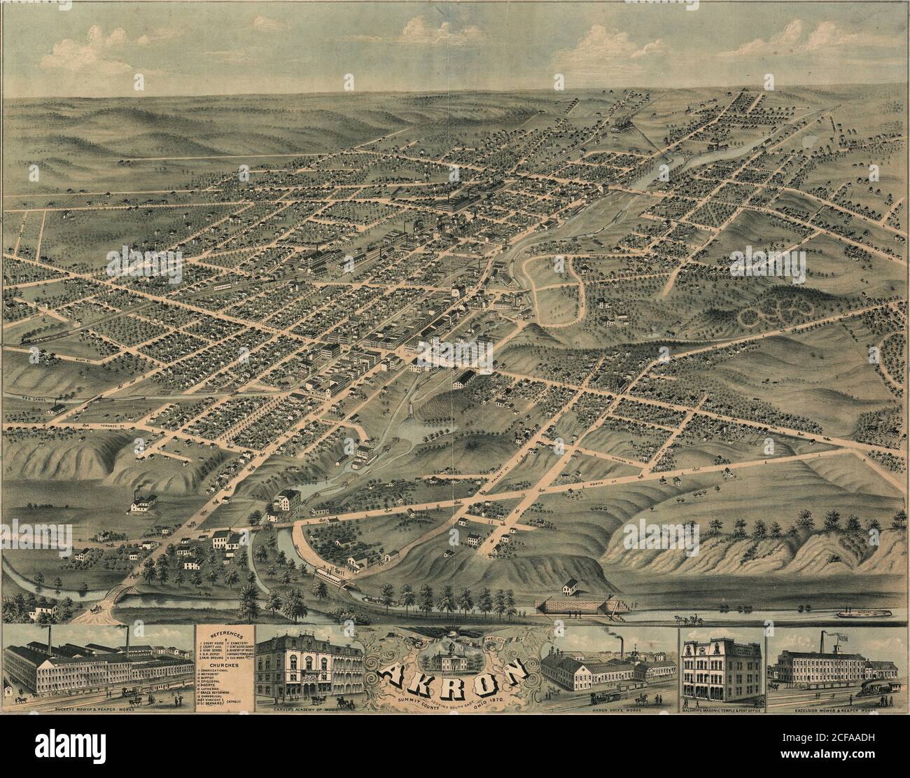 Akron, Ohio 1870 Foto Stock