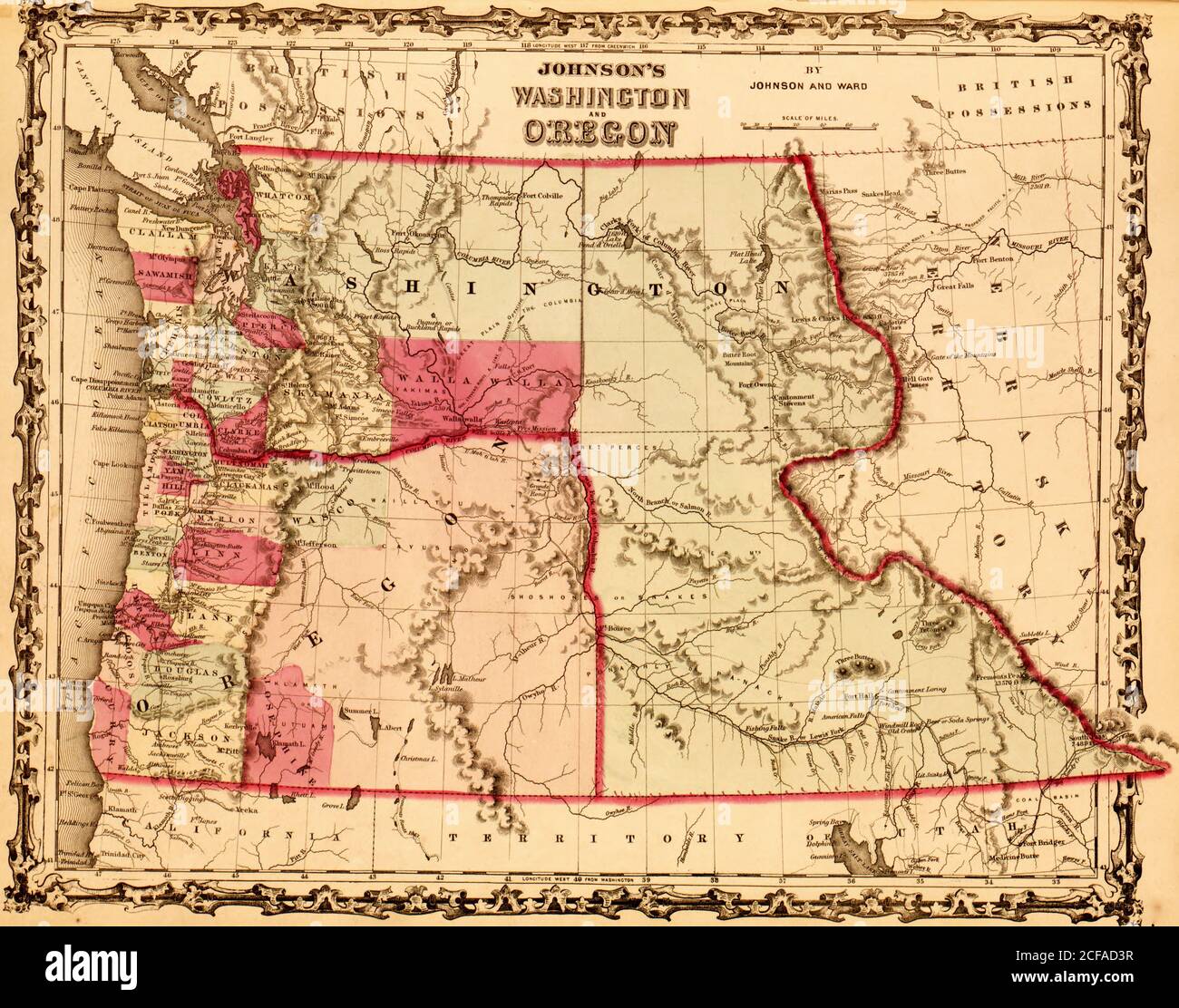 Washington e Oregon territori 1862 Foto Stock