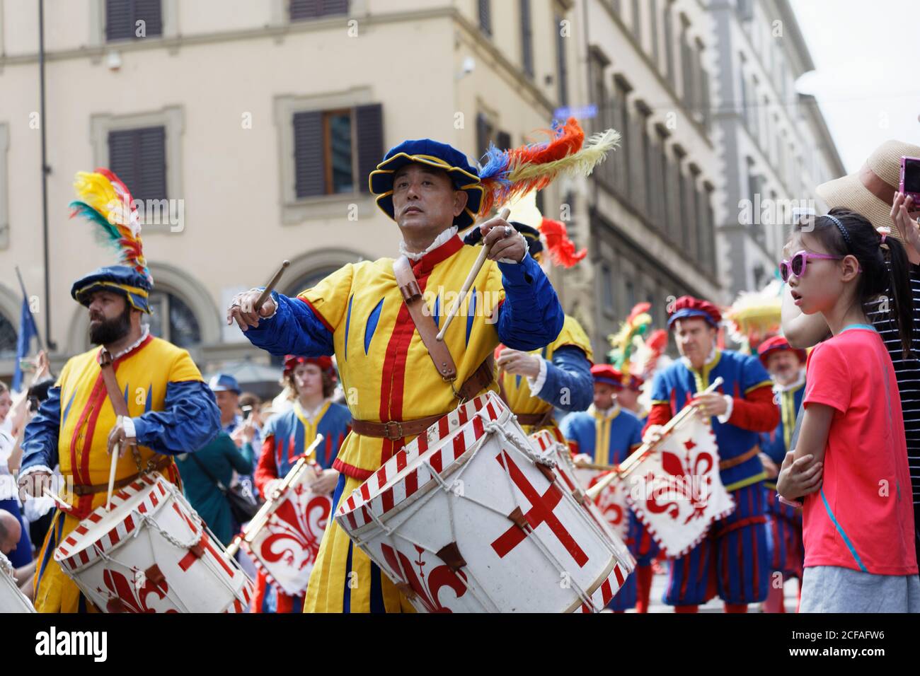 Firenze - 10 agosto 2018: Parata storica durante la Festa di San Lorenzo. Foto Stock