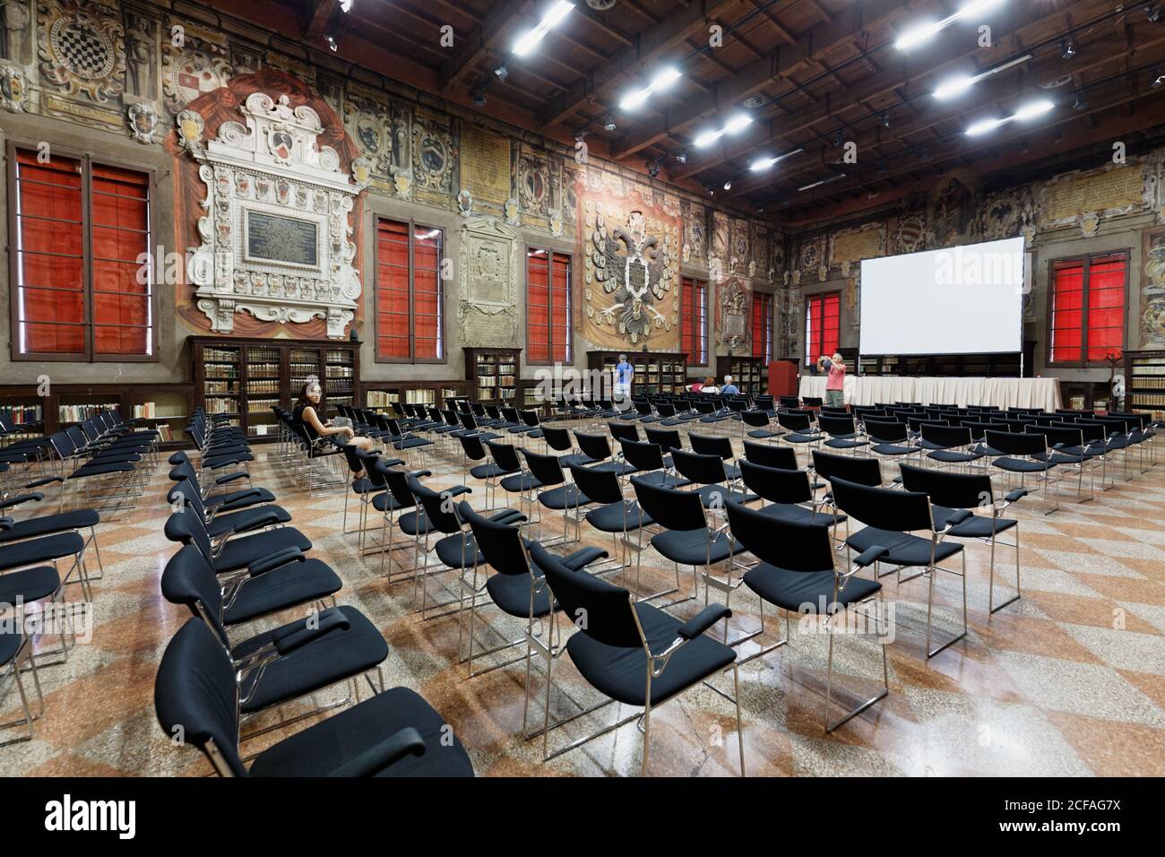 Sala dello Stabat Mater, la sala conferenze Stabat Mater nell'Archiginnasio di Bologna Foto Stock