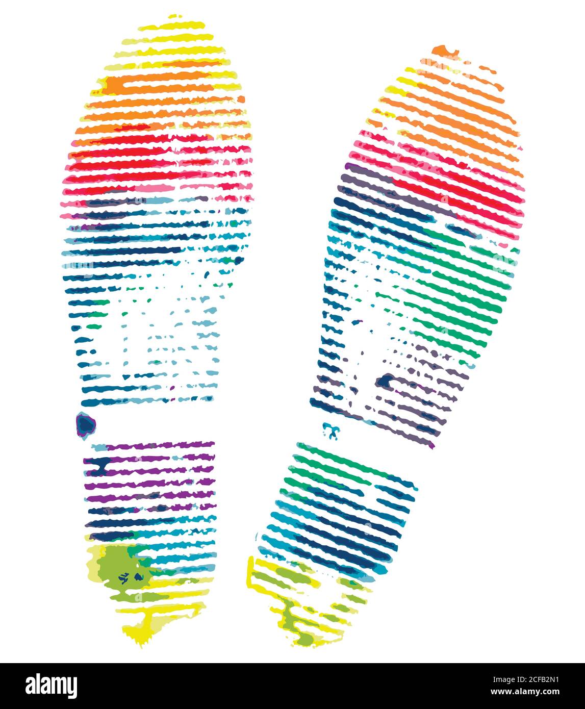 Scarpa con impronta rainbow brillante isolata su sfondo bianco Illustrazione Vettoriale
